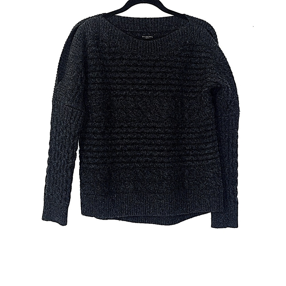 Allsaints Reed Chunky Knit Charcoal Gray Sweater S - Picture 14 of 14